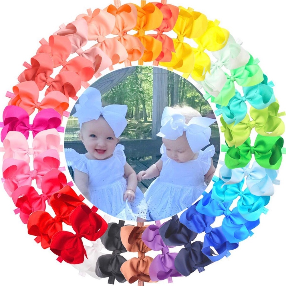 30 pcs Bow Hair Ribbon Headbands For Baby Girls